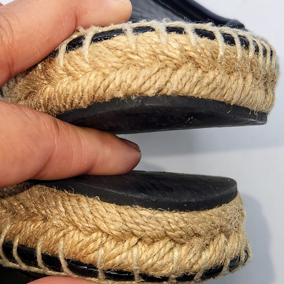 Fendi Leather Black Croc Embossed Cap Toe Junia Espadrilles Flats Size 37 - Picture 6 of 15